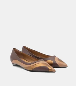 BALLERINE PELLE BICOLOR MARRONE