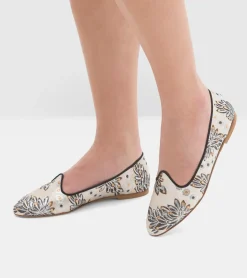 BALLERINE RICAMO FLOREALE NERO