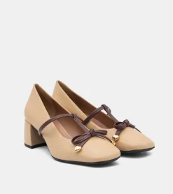 DÉCOLLETÉ PELLE BEIGE E MARRONE