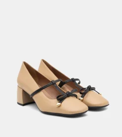 DÉCOLLETÉ PELLE BEIGE E NERO