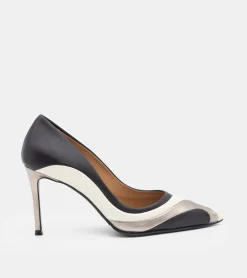 DÉCOLLETE PELLE BICOLOR NERO