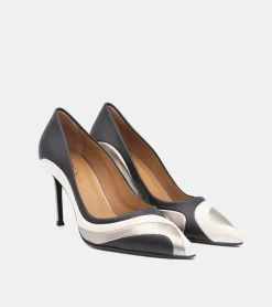 DÉCOLLETE PELLE BICOLOR NERO