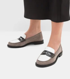 MOCASSINI BICOLOR NERO E GRIGIO