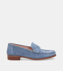 MOCASSINI CAMOSCIO AZZURRO