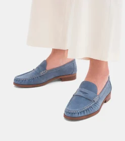 MOCASSINI CAMOSCIO AZZURRO