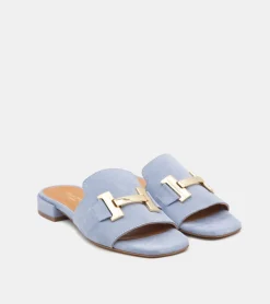 SANDALI CAMOSCIO AZZURRO