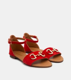 SANDALI CAMOSCIO ROSSO
