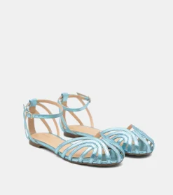 SANDALI LAMINATI AZZURRO