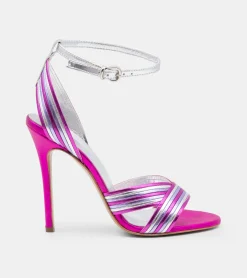 SANDALI LAMINATI FUXIA