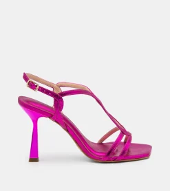 SANDALI LAMINATI FUXIA