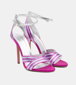 SANDALI LAMINATI FUXIA