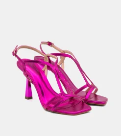 SANDALI LAMINATI FUXIA