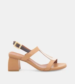 SANDALI PELLE CUOIO E AVORIO