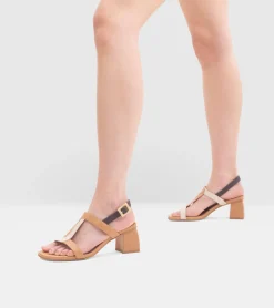 SANDALI PELLE CUOIO E AVORIO