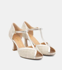 SANDALI RAFIA BEIGE E PLATINO